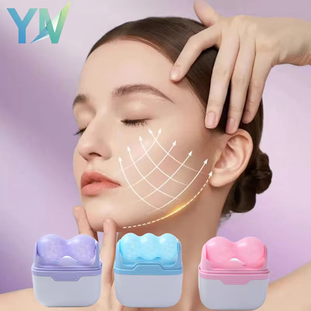 Face Ice Roller Puffiness - ลูกกลิ้งน้ำแข็งแบบสองหัวสำหรับบำบัดความเย็นบนใบหน้า เครื่องมือนวดหน้า กระชับผิว ลดอาการบวม อุปกรณ์ดูแลผิวที่บ้าน