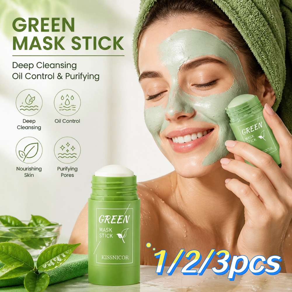 Green Tea Cleansing Clay Mask - 1/2/3 ชิ้นมาส์กชาเขียวทำความสะอาดลึก ชาเขียวเคลย์สติ๊ก กระชับรูขุมขน กำจัดสิวเสี้ยน มาส์กทำความสะอาดผิวหน้า