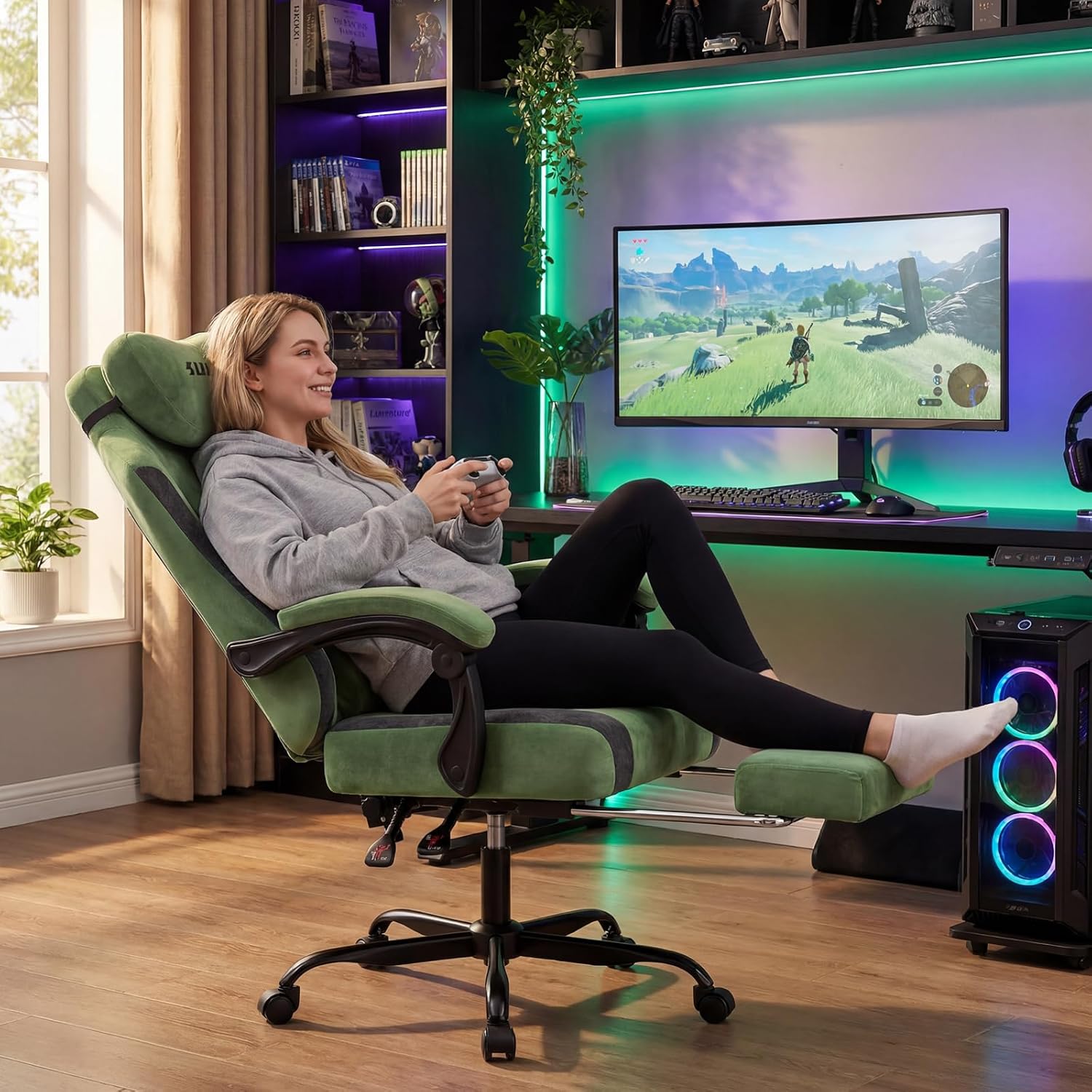 เก้าอี้เกมมิ่งบุผ้า ออกแบบตามห - Massage บทวิจารณ์และราคา