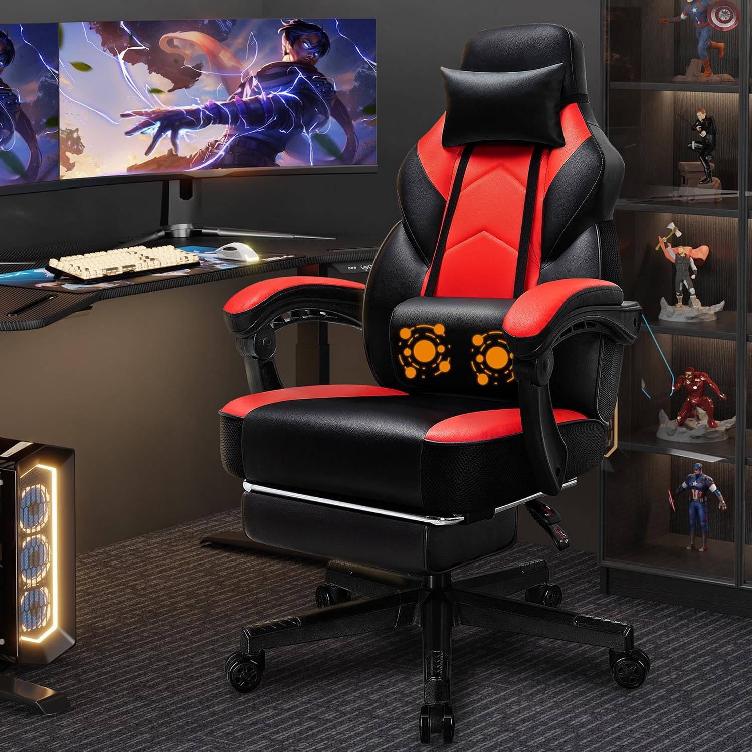 เก้าอี้เกมมิ่งพร้อมที่วางเท้า  - Massage บทวิจารณ์และราคา