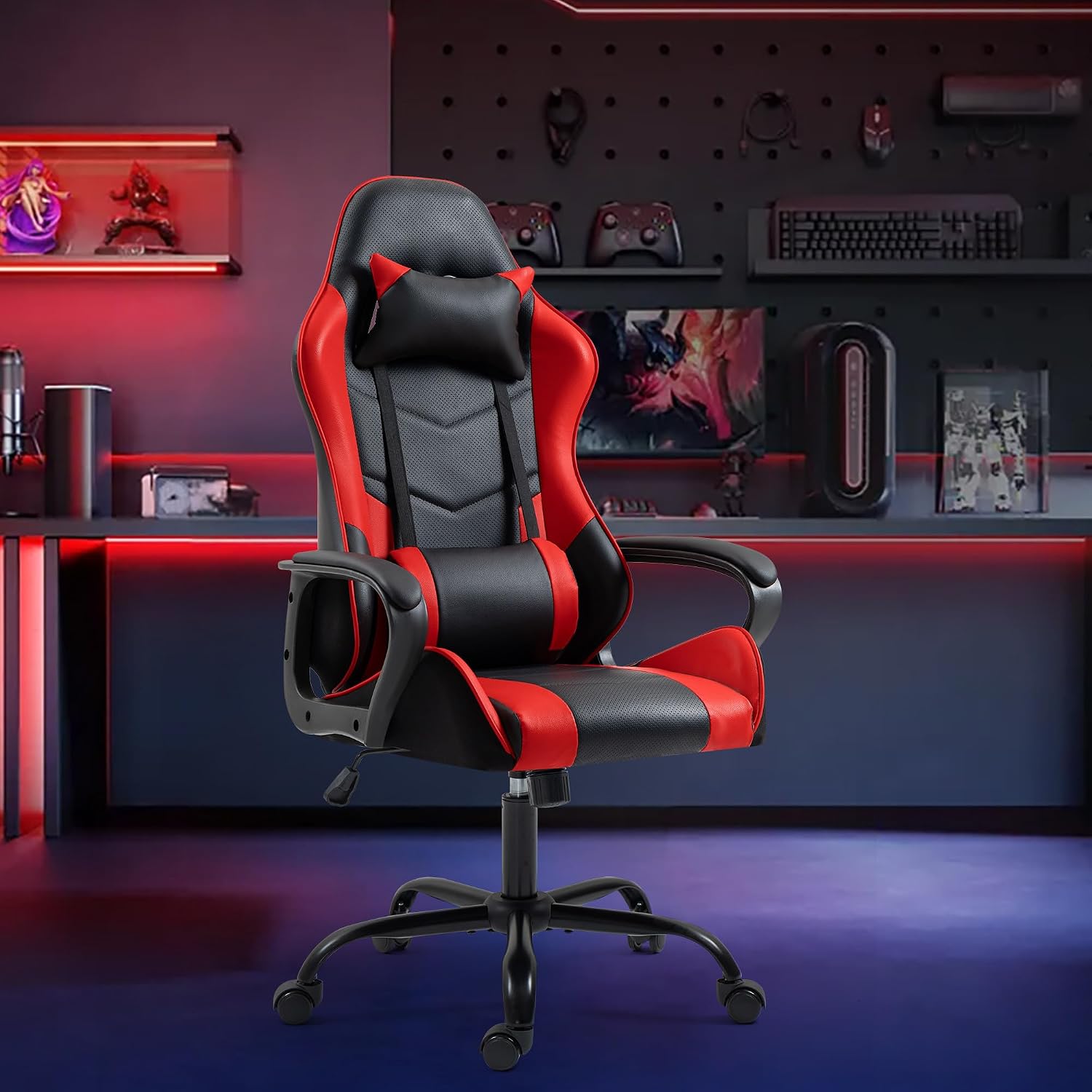 เก้าอี้เกมมิ่งสีแดง ออกแบบตามห - Massage บทวิจารณ์และราคา